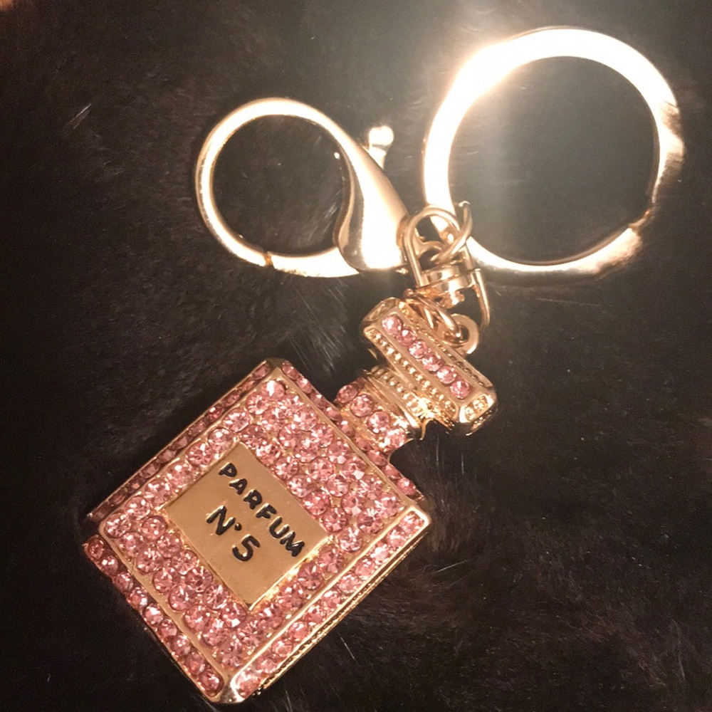 Pink crystallized keychain